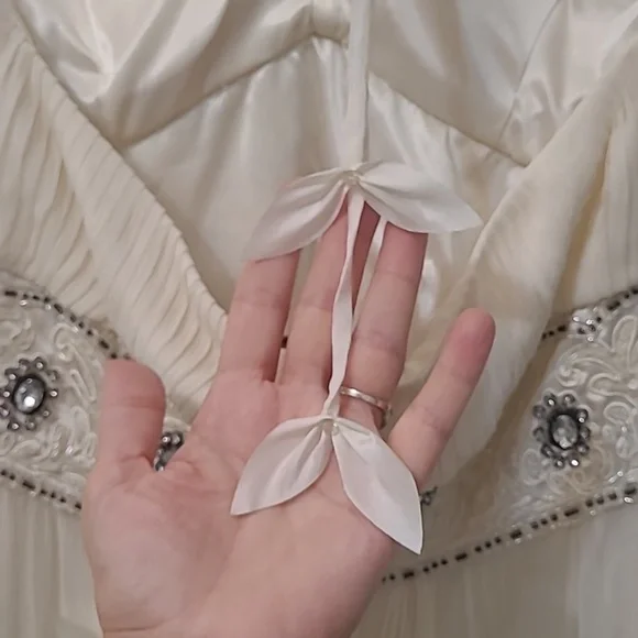 Sue Wong Nocturne Silk Dress Elegant Cream Floral Dress Wedding Party Size 10 - Picture 8 of 15